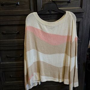 Torrid Cream and Pink Striped Sweater